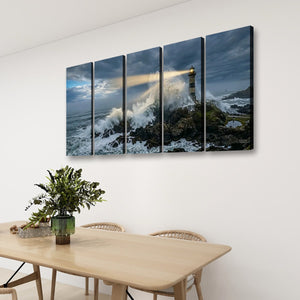 Stormy Lighthouse Canvas Wall Art | 1, 3 & 5 Panel