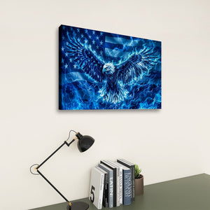 Blue Eagle – Abstract US Waving Flag 5-Panel Canvas Wall Art