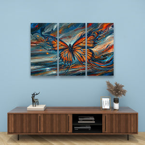 Wings of the Tempest – Abstract Monarch Butterfly Multi-Panel Canvas Art