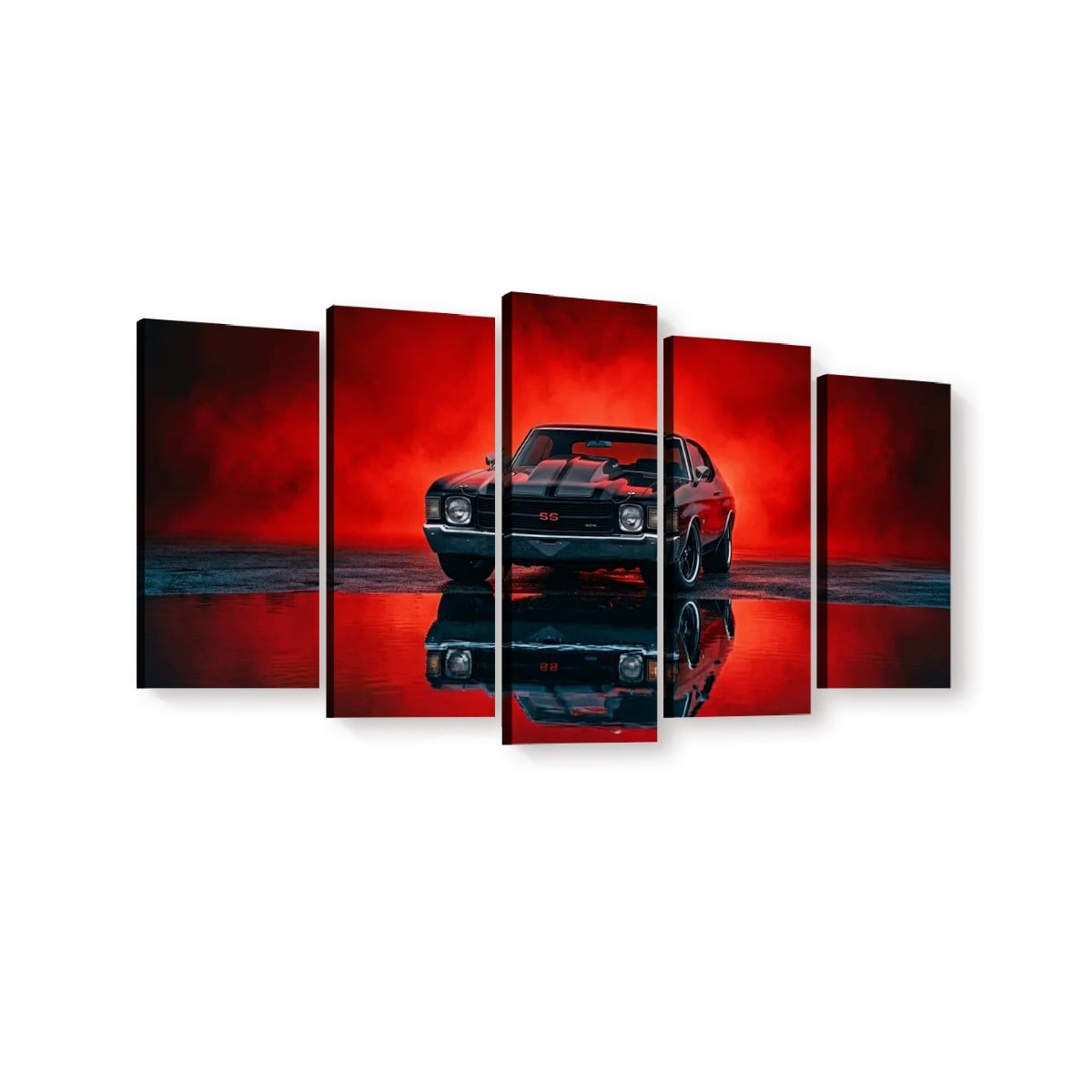 Chevy Chevelle SS Black Red Glow Canvas Wall Art