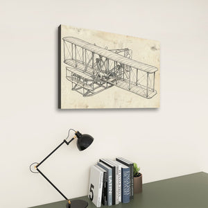 First Flight — Wright Brothers Sketch 5-Panel Canvas Wall Art
