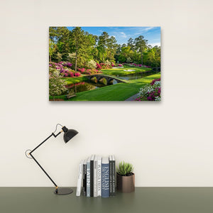 Georgia Golf Course Canvas Wall Art — Flowers, Water & Bridge Multi-Panel Print