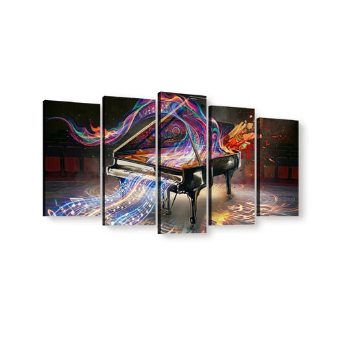 5-Panel Level Abstract Music Notes Piano Canvas Wall Art | Multi-Panel Print