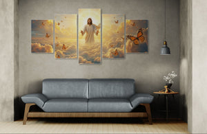 God Releasing Butterflies — Divine Grace at Sunrise Canvas Wall Art