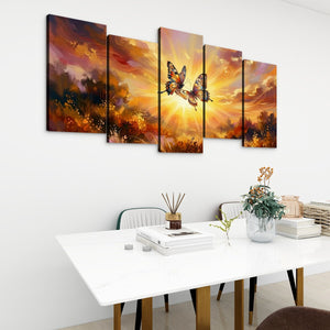 Golden Hour Butterflies – Warm & Ethereal Canvas Wall Art