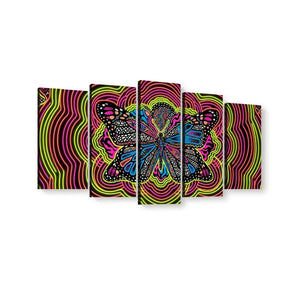 Neon Wings – Psychedelic Butterfly Multi-Panel 3 and 5 Panel Canvas Wall Art