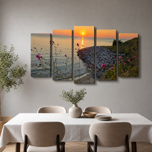 Lake Michigan Sunset Canvas Wall Art – Looking Over a Bluff | 1, 3 & 5 Panel Coastal Landscape Print