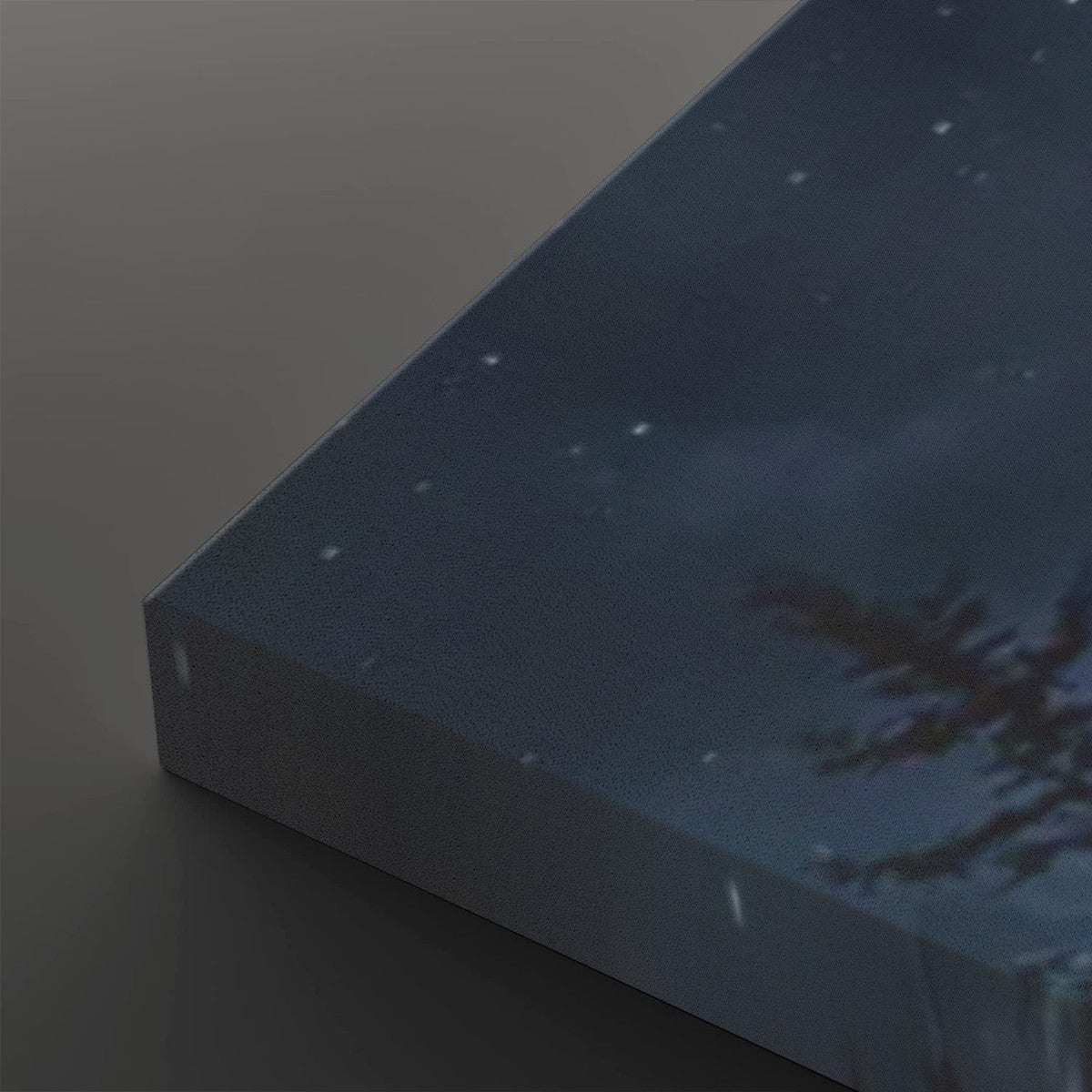 Howling Wolves with Blue Moon — 5-Panel Canvas Wall Art
