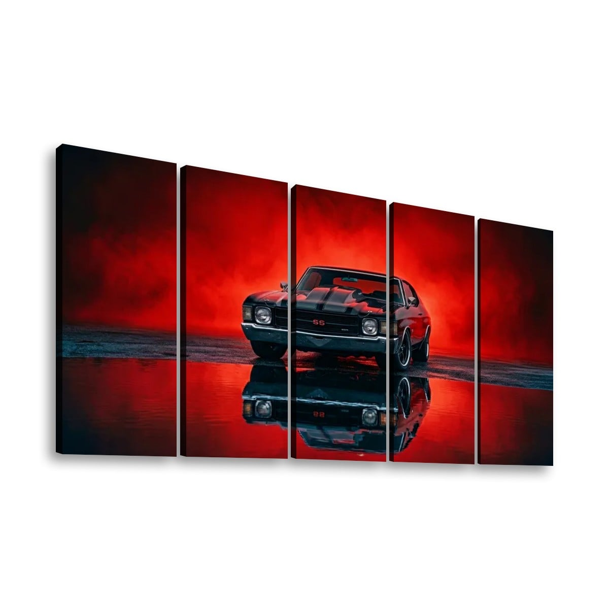 Chevy Chevelle SS Black Red Glow Canvas Wall Art