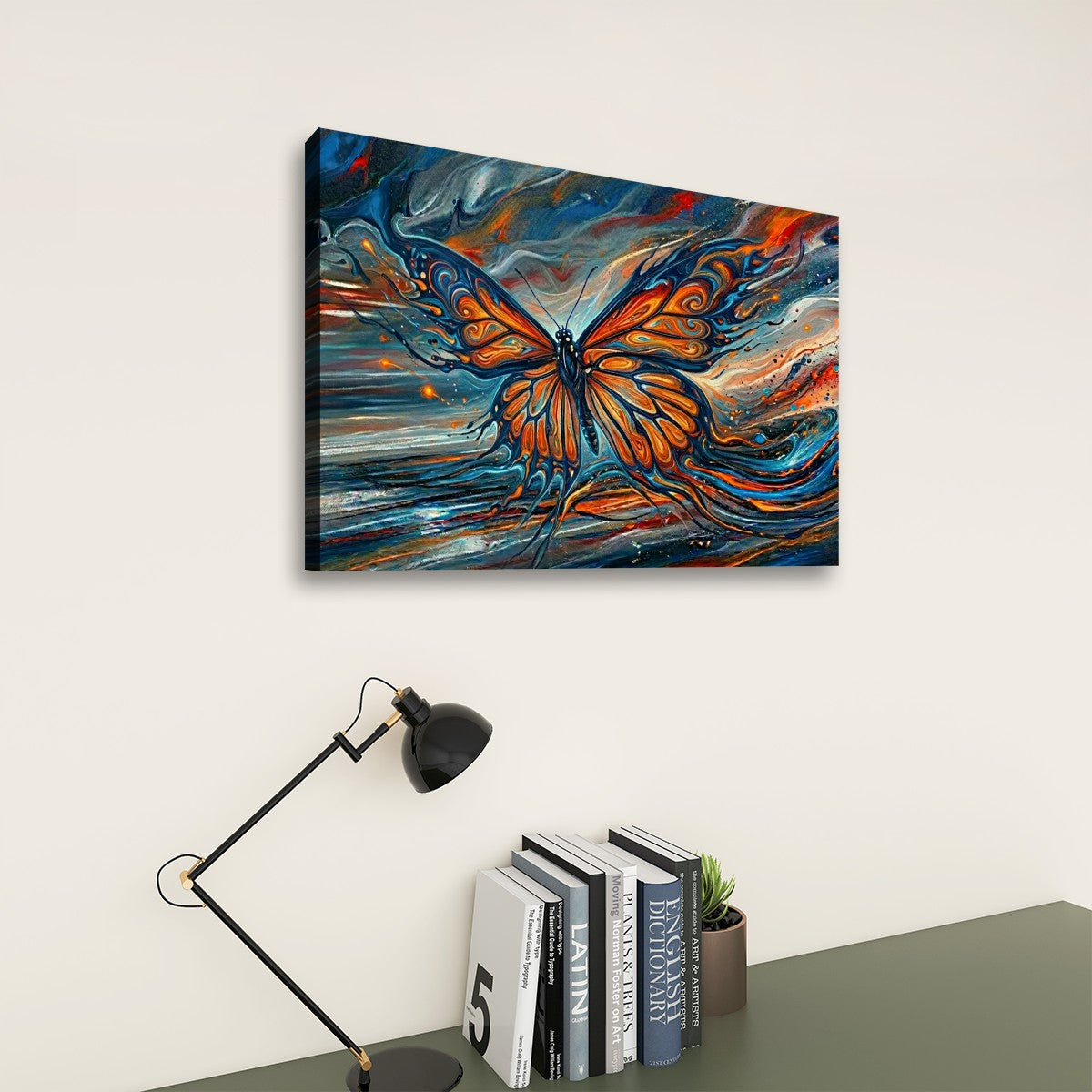 Wings of the Tempest Abstract Monarch Butterfly Canvas Wall Art | 1, 3 & 5 Panel Multi-Panel Print