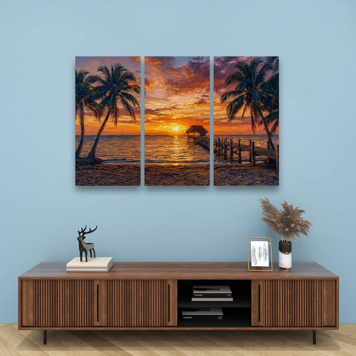 Dock at Sunset Canvas Wall Art – 5-Panel Level