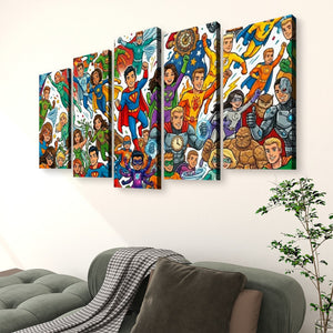 Kids Superhero Wall Art – 1, 3 & 5 Panel Canvas Print for Boys & Girls