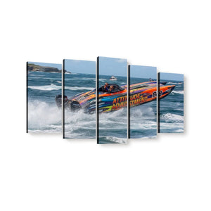 Attitude Adjustment – Twin-Engine Racing Boat 5-Panel Canvas Wall Art