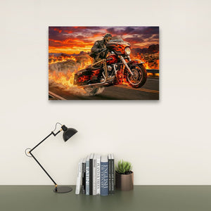 Dead Man's Ride – Skeleton Bagger Wheelie 5-Panel Canvas Wall Art