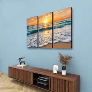 Golden Tide – Sunset Beach Surf Canvas Wall Art