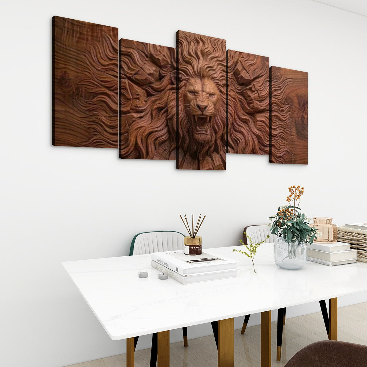 Multi-Panel Lion Canvas Wall Art | Wildlife Multi-Panel Print