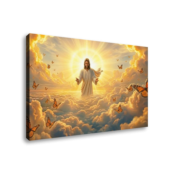 God Releasing Butterflies Canvas Wall Art – Divine Grace at Sunrise | 1, 3 & 5 Panel Faith Print