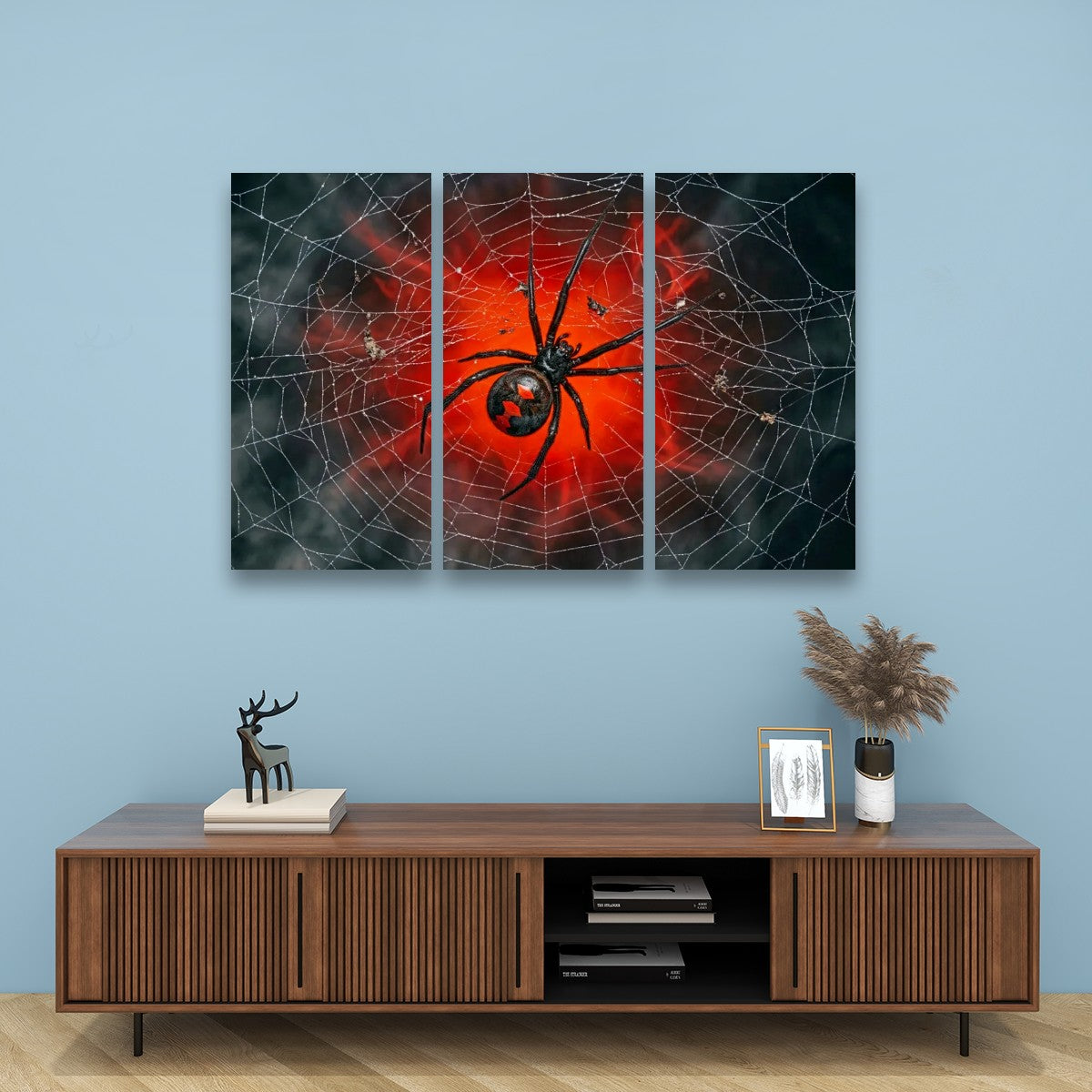 Black Widow Spider Web Canvas Wall Art
