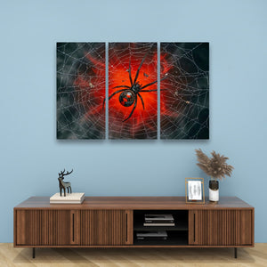 Black Widow Spider Web Canvas Wall Art — 5-Panel Level