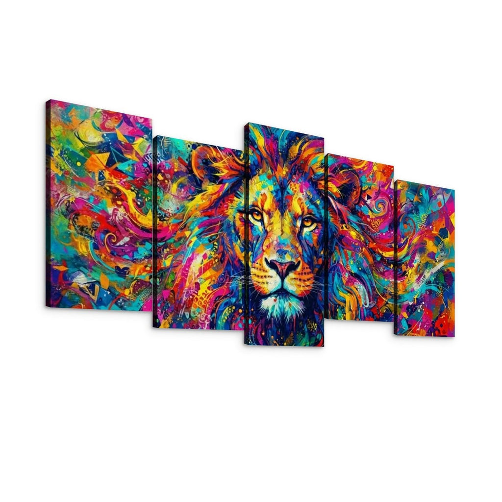 Abstract Multi-Colored Lion Head Mulit-Panel Canvas Wall Art