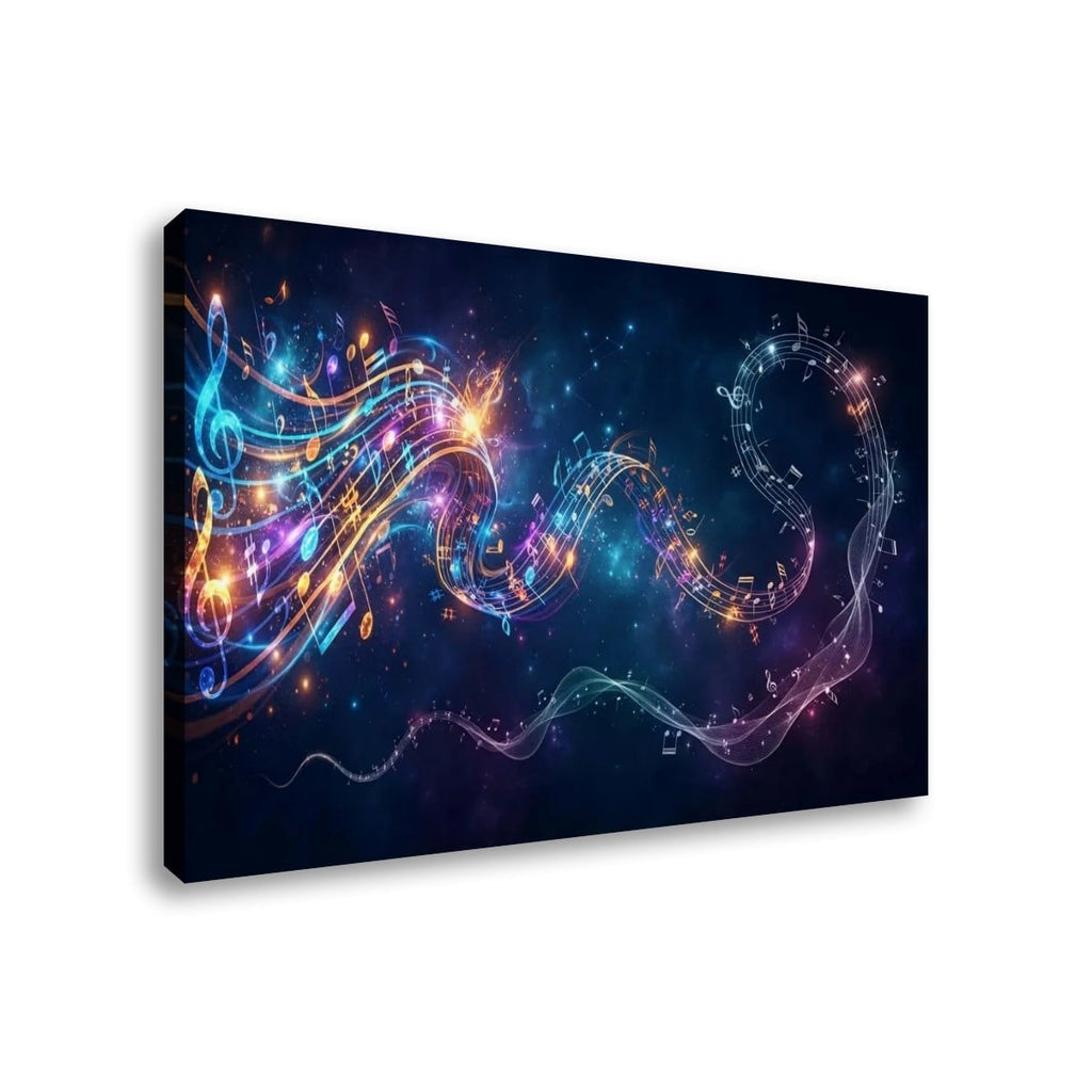 Abstract Musical Notes Ribbon — Multi-Color 1, 3, 5-Panel Split Canvas Wall Art