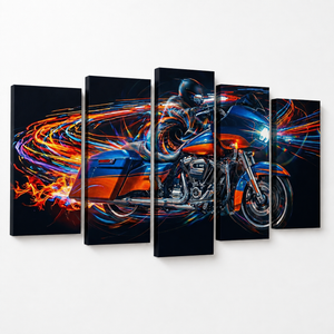 Harley-Davidson Road Glide Abstract Canvas Wall Art | 1, 3 & 5 Panel Staggered Motorcycle Print