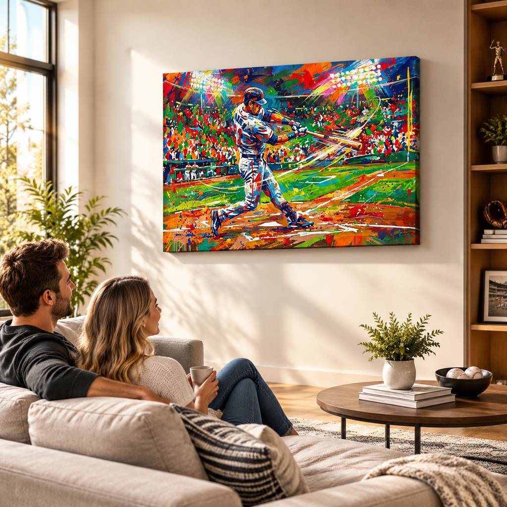 Abstract Baseball Hitter at Bat Split Canvas Panel Wall Art 1, 3, 5