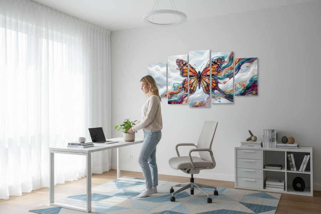 Monarch Butterfly Abstract Canvas Wall Art – Abstract Fidelity | 3 & 5 Panel Multi-Panel Print