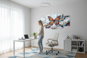 Abstract Fidelity: Monarch Butterfly 3 or 5 Panel Multi-Panel Canvas