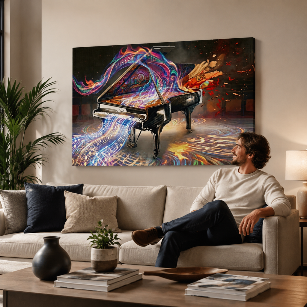 5-Panel Level Abstract Music Notes Piano Canvas Wall Art | Multi-Panel Print