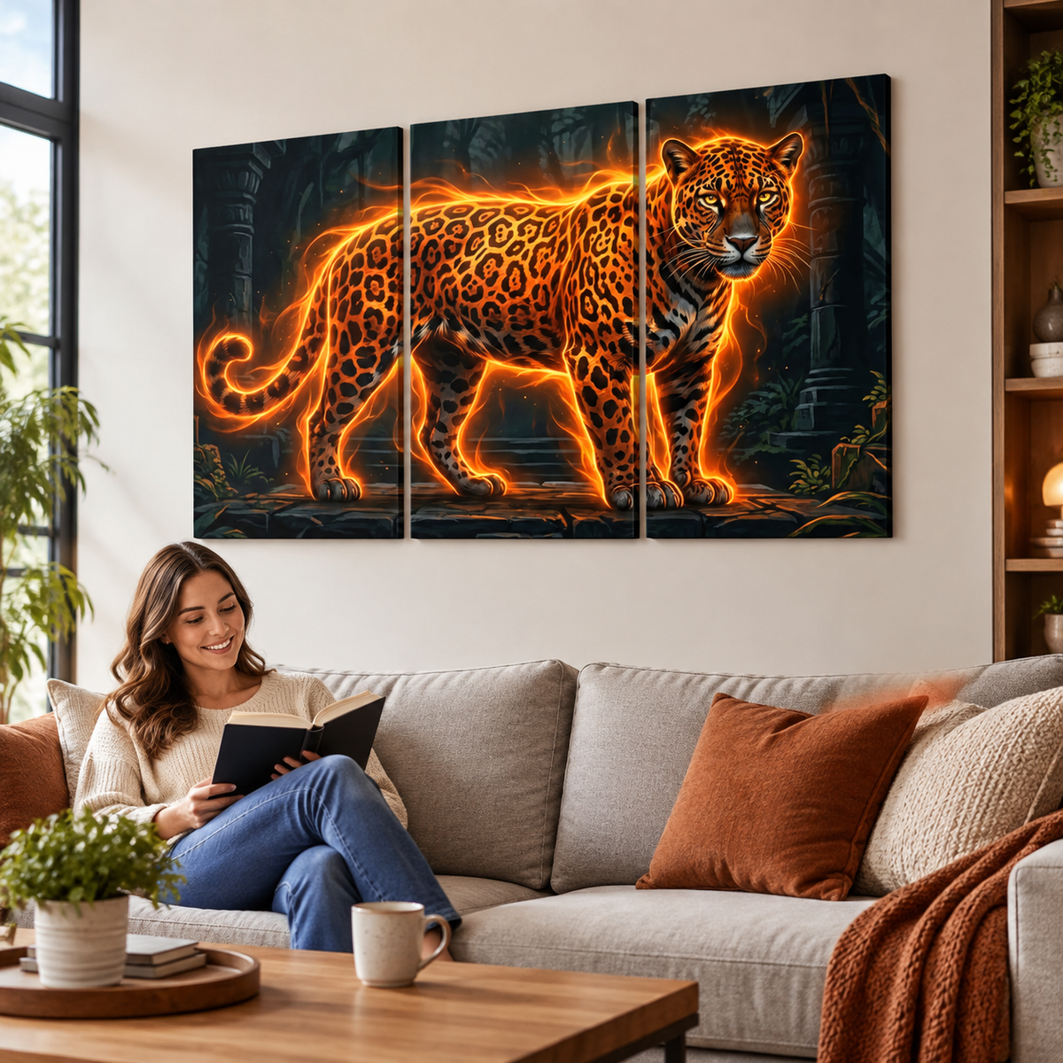 Multi-Panel Split Canvas Abstract Tiger Wall Art Print