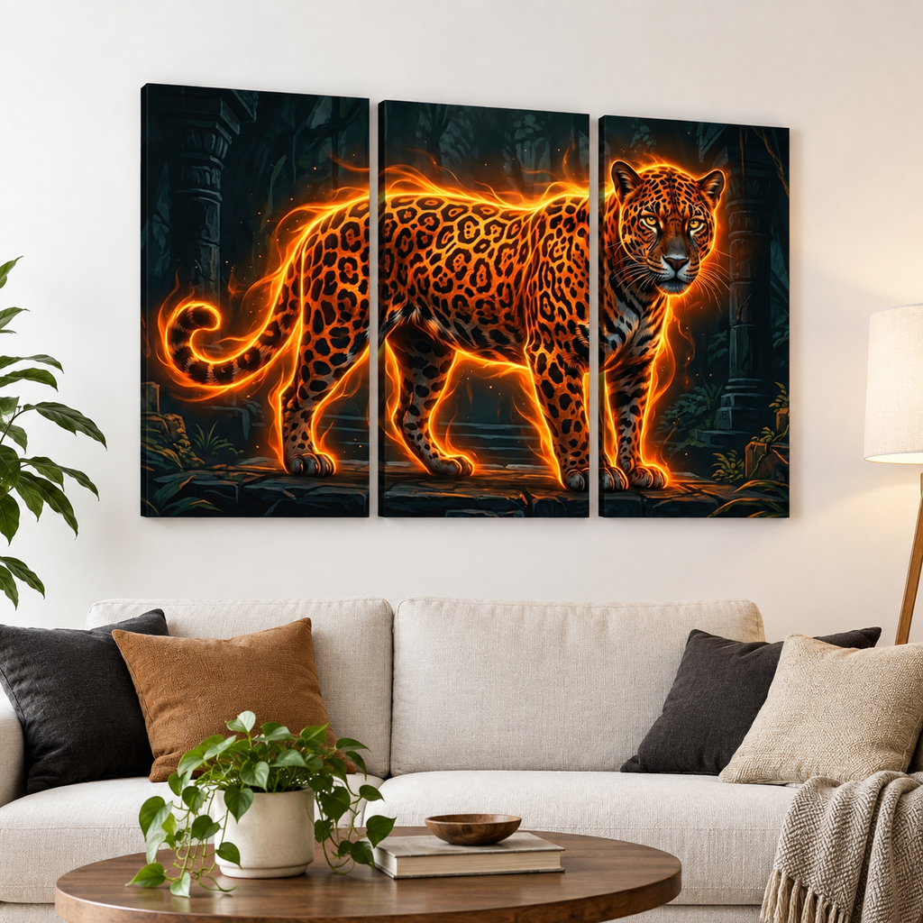 Multi-Panel Split Canvas Abstract Tiger Wall Art Print