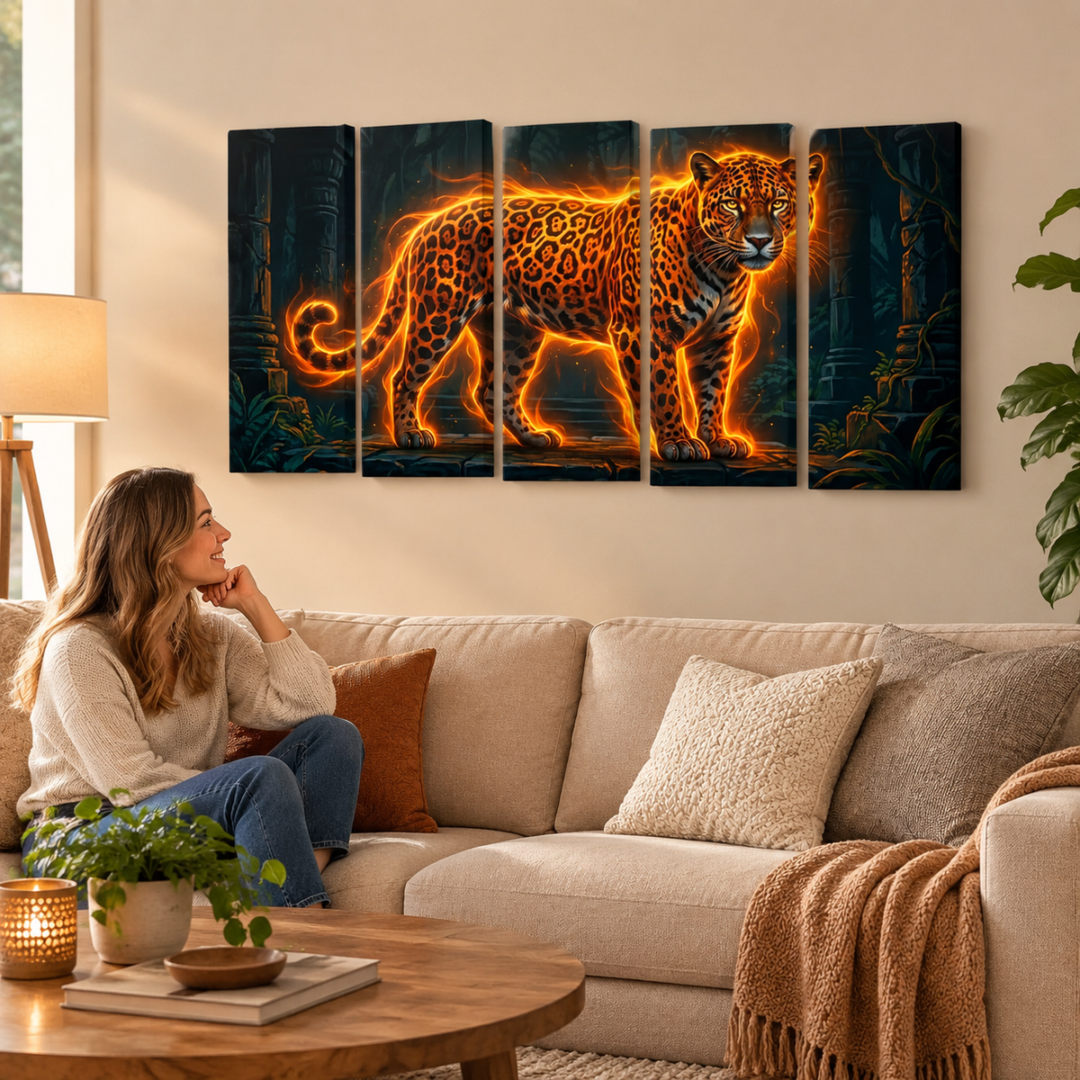 Multi-Panel Split Canvas Abstract Tiger Wall Art Print