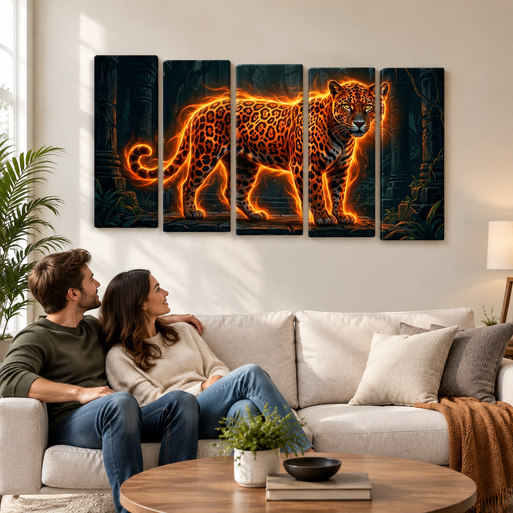 Multi-Panel Split Canvas Abstract Tiger Wall Art Print