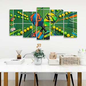 Multi-Colored Pickleball Canvas Wall Art — Vibrant Sports Print