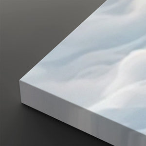 A close-up of a white rectangular panel or tile with a smooth, slightly glossy surface and soft gray-blue marbled or cloudy highlights, shown on a dark gray background.