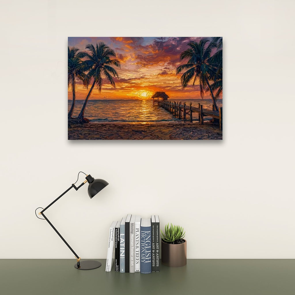 Dock at Sunset Canvas Wall Art – 5-Panel Level