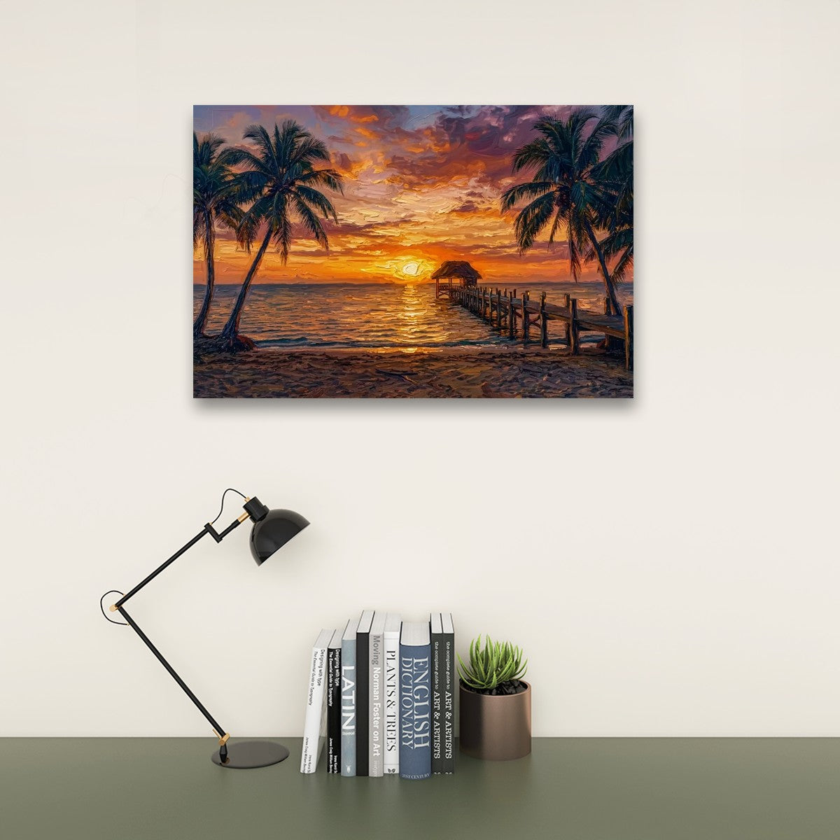 Dock at Sunset Canvas Wall Art – 5-Panel Level