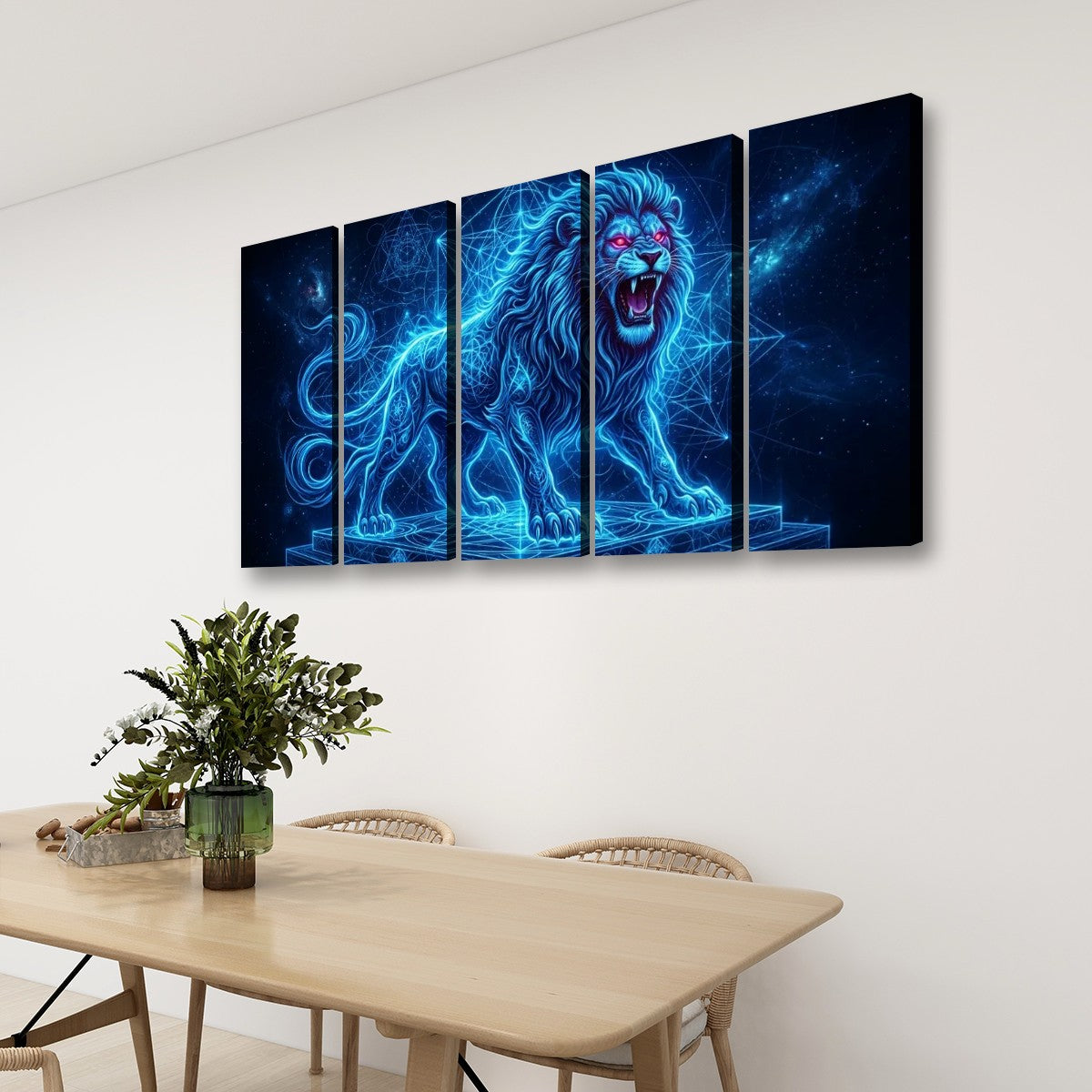 Electric Blue Lion Mane Living Room Above Sofa Wall Art
