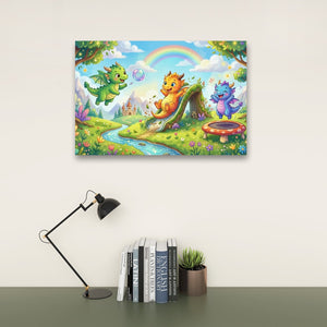 Playful Dragons Wall Art – 1, 3 & 5 Panel Canvas Print