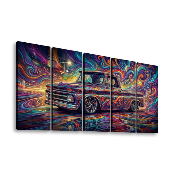 1966 Chevy C10 Fleetside Shortbed Canvas Wall Art – Abstract Fidelity | Multi-Panel Classic Truck Print