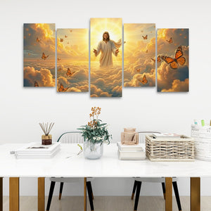 God Releasing Butterflies — Divine Grace at Sunrise Canvas Wall Art