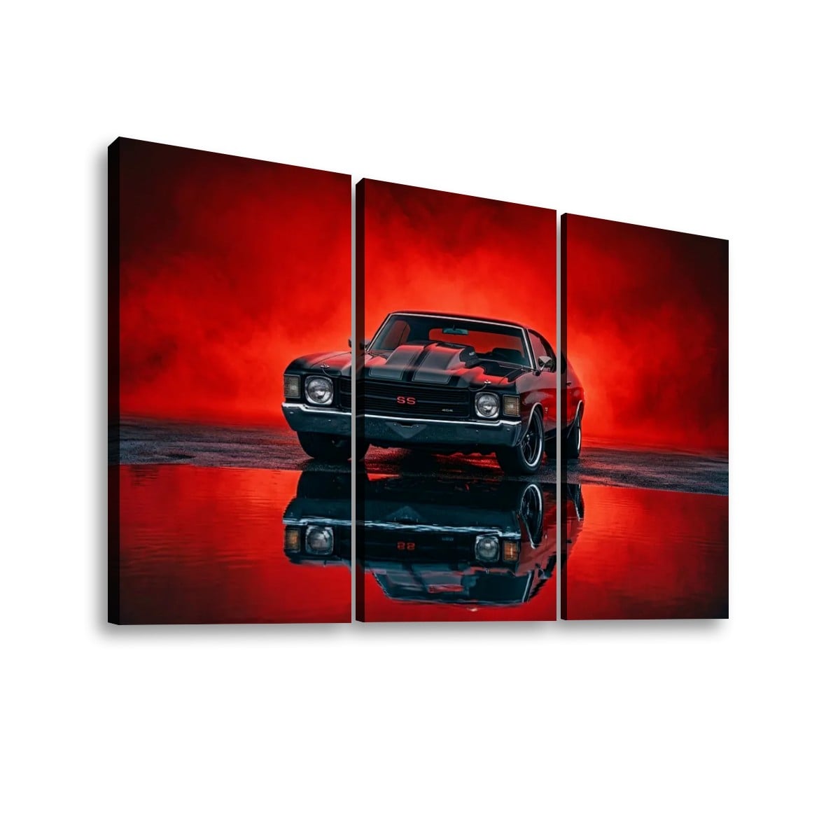 Chevy Chevelle SS Black Red Glow Canvas Wall Art