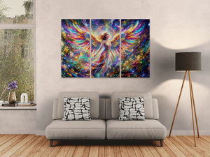 psychedelic angel multi-colored 3-panel wall art