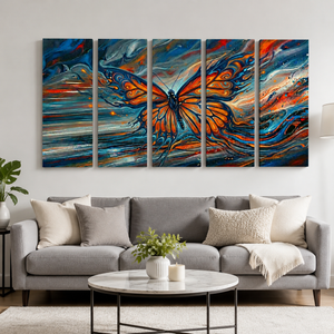 Wings of the Tempest – Abstract Monarch Butterfly Multi-Panel Canvas Art