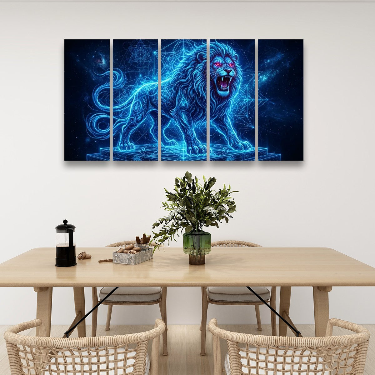 Electric Blue Lion Mane Living Room Above Sofa Wall Art