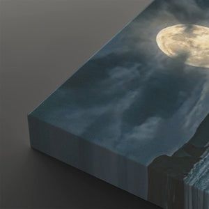 Gulf Moon Reflection — Moonlit Beach Canvas Wall Art