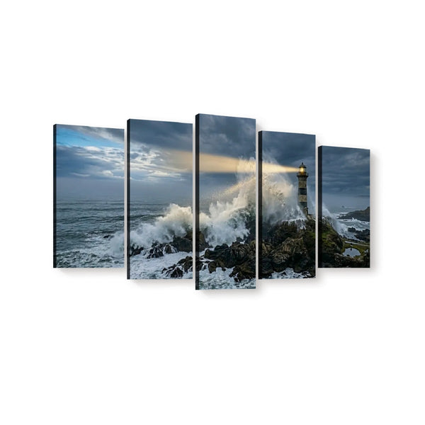Stormy Lighthouse Canvas Wall Art – Dramatic Coastal Storm Scene | 1, 3 & 5 Panel Home Décor Print