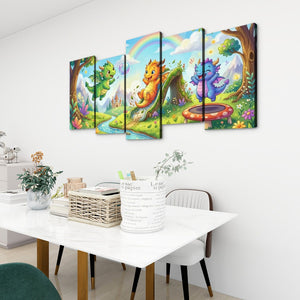 Playful Dragons Wall Art – 1, 3 & 5 Panel Canvas Print