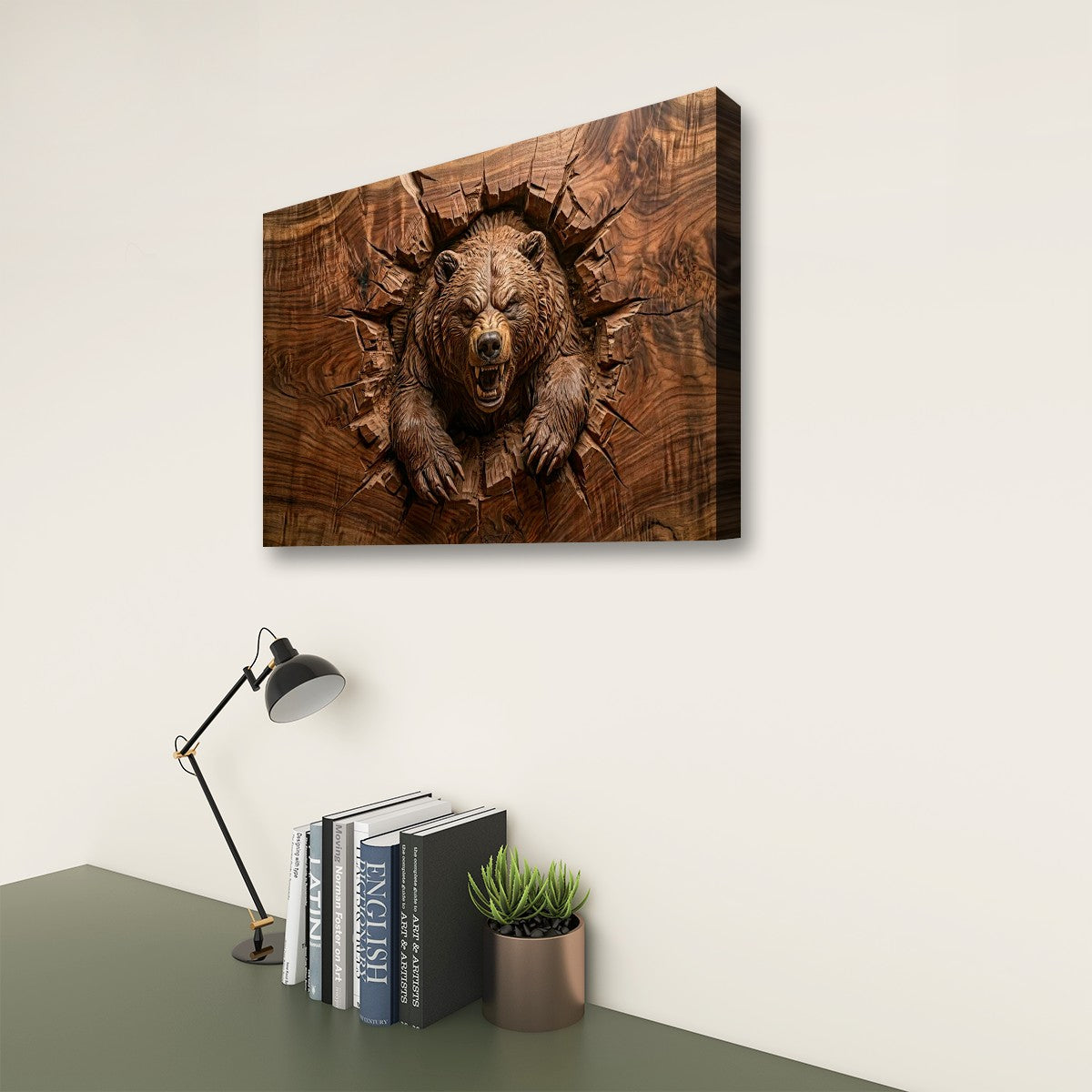 3D Angry Leaping Bear — 3D Sculpted Canvas Wall Art Decor